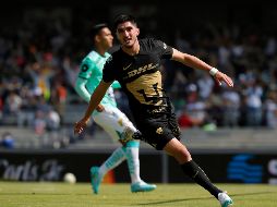 Gustavo del Prete, de Pumas, celebra un gol durante el partido por la jornada 3 del torneo Clausura 2023 de la Liga MX. EFE/A. Cruz
