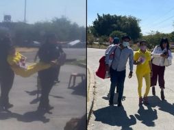 María Luisa fue sacada en vilo por dos custodias y la dejaron afuera del estacionamiento de la puerta principal. SUN