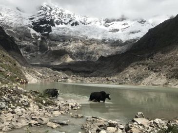 Un lago glaciar al pie de la montaña Jomolhari en Bután. J. RACHEL CARR