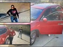 Aunque la víctima toca en repetidas ocasiones el timbre del domicilio donde está estacionado, los delincuentes alcanzan a huir. ESPECIAL/CAPTURA DE VIDEO