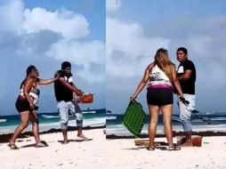 En un video difundido en TikTok se observó a una mujer reaccionar de manera violenta contra un vendedor de empanadas que circulaba por la playa. SUN