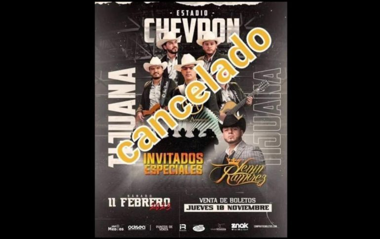 Por seguridad cancelaron el concierto de hoy del Grupo Arriesgado. SUN