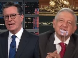 Stephen Colbert, burlándose de López Obrador. ESPECIAL