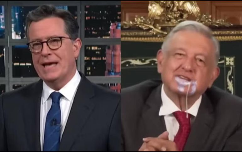 Stephen Colbert, burlándose de López Obrador. ESPECIAL