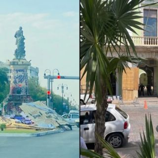 Reportan daños en monumentos históricos durante marcha en Mérida