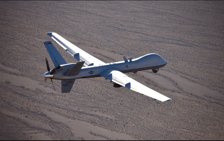 Imagen del dron MQ-9 Reaper durante una misión de entrenamiento sobre el campo de pruebas y entrenamiento en el estado de Nevada. EFE/Fuerza Aérea EU