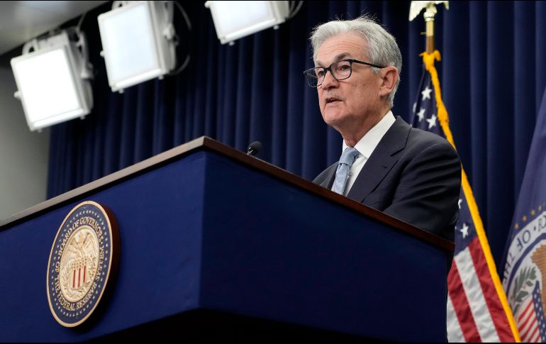 El jefe de la Fed, Jerome Powell, da un mensaje a los medios sobre las proyecciones económicas a futuro. AP/A. Brandon