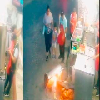 ¡Y se marchó! Taquero tira trompo de pastor y tragedia se viraliza