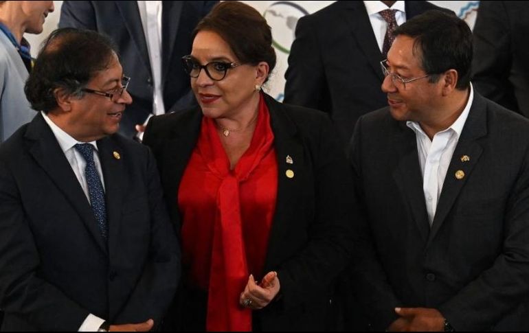 Los presidentes de Colombia, Gustavo Petro, de Honduras, Xiomara Castro, y de Bolivia, Luis Arce. GETTY IMAGES