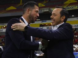 Benjamín Mora y Eduardo Fentanes durante el partido de la jornada 4 del torneo Clausura 2023. IMAGO 7