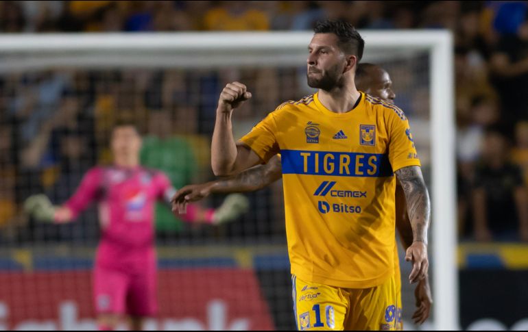 André-Pierre Gignac marcó un doblete en este partido, para llegar a 16 goles en su carrera en la Liga de Campeones de la Concacaf. EFE/M. Sierra