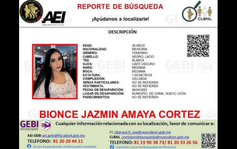 Bionce Amaya Cortez desapareció el 9 de abril. ESPECIAL