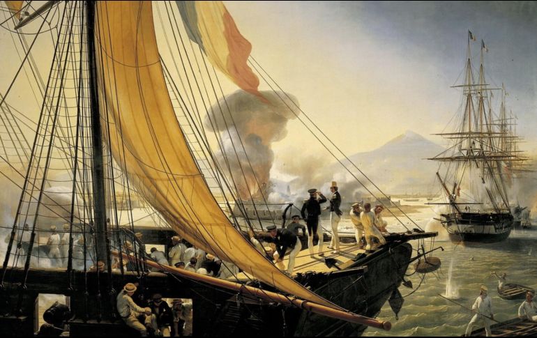 Francia aplicó un bloqueo del puerto mexicano de Veracruz durante casi un año a partir de 1838. INEHRM