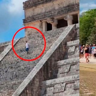 Exhiben a otro turista por subir a la pirámide de Chichen Itzá