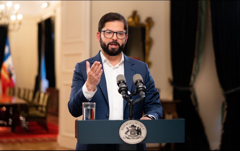 Gabriel Boric, presidente de Chile, transmitió el mensaje en cadena nacional. EFE/Presidencia de Chile
