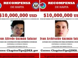 Estados Unidos pagará 10 millones de dólares a quien informe sobre el paradero del hijo del Chapo. ESPECIAL