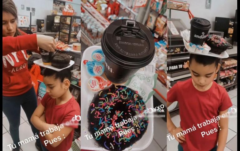 Se viraliza en TikTok el peinado loco que empleada del Oxxo le hace a su hija.