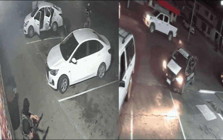 Momento en el que los policías huyeron de la escena. ESPECIAL