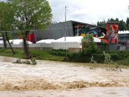 El río Santerno se desbordó e inundó los alrededores del circuito Enzo e Dino Ferrari. AP/L. Bruno