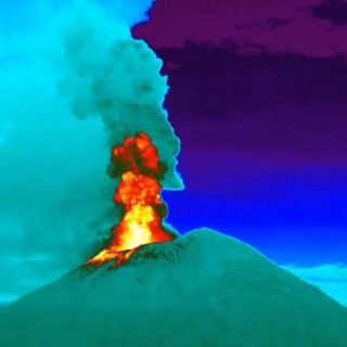 Así se ve el volcán Popocatépetl en cámara infrarroja