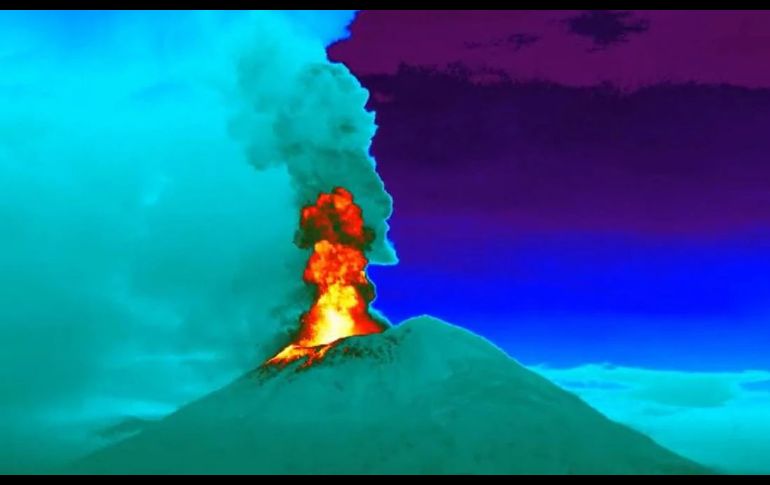 Autoridades monitorean la actividad del volcán Popocatépetl con una cámara infrarroja. ESPECIAL/CUEV UdeC