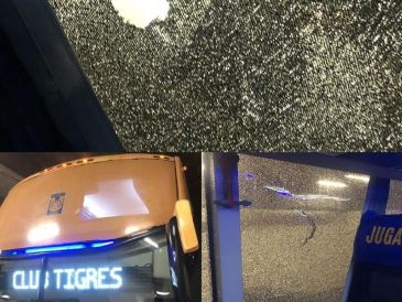 La representación del Club Tigres decidió no presentar cargos para no afectar al causante de romper los cristales del camión de los regiomontanos. ESPECIAL