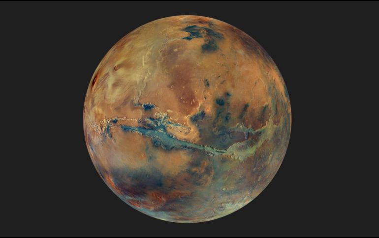 Imagen compuesta por un mosaico de tomas que muestran los diversos colores de Marte, que representan la composición variable de su superficie. EFE/Imagen cedida por ESA