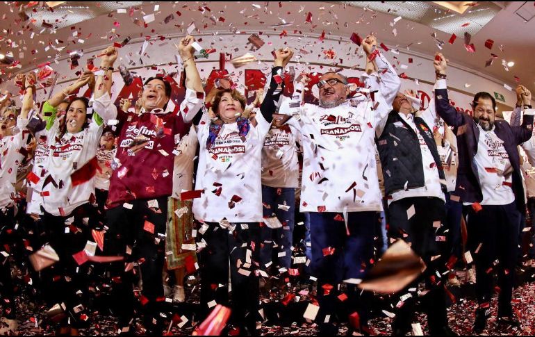 Delfina Gómez,  candidata de la alianza Juntos Hacemos Historia. celebra la ventaja en conteo rápido. ESPECIAL