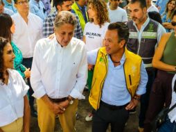 Juan Jose Frangie y Pablo Lemus durante la inauguración del nuevo parque. EL INFORMADOR/ A. Navarro