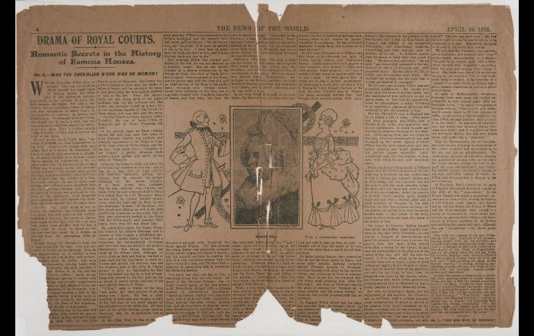 Artículo de 1916 sobre el Chevalier D'Éon. ESPECIAL/LONDON STEREOSCOPIC COMPANY/HULTON ARCHIVE/GETTY IMAGES.