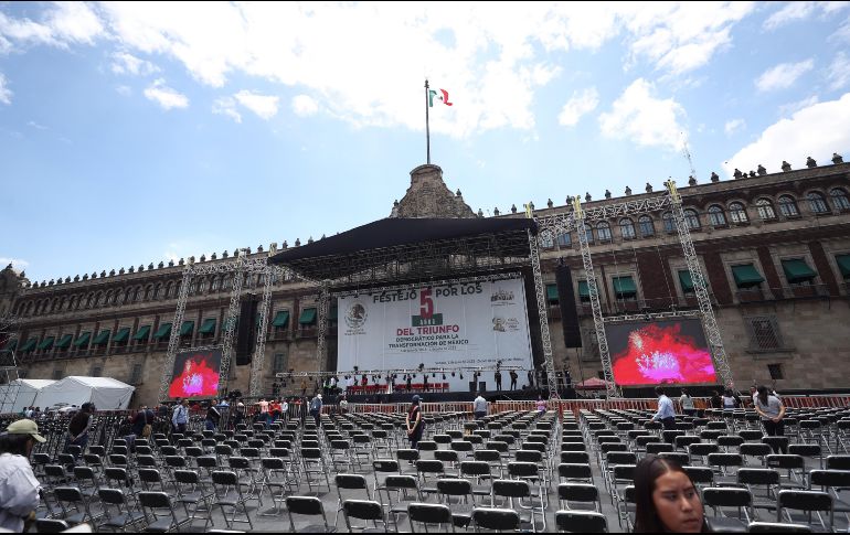 Seguramente será la última vez que López Obrador recuerde su victoria en las elecciones de 2018, pues dejará el cargo tras los comicios presidenciales de junio de 2024. EFE / S. Gutiérrez