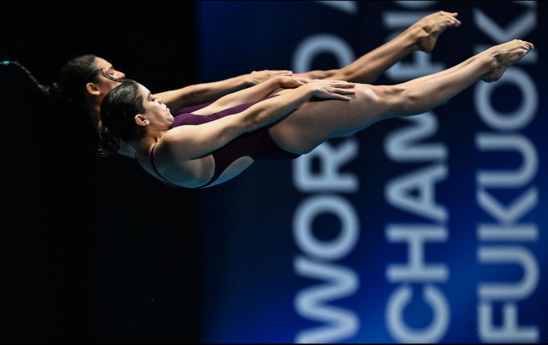 La jalisciense Alejandra Orozco junto a su compañera Gabriela Agúndez clasificaron ayer a la final en la prueba individual femenina de la plataforma de 10 metros, amarrando su participación en París 2024. AFP / P. Fong