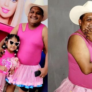 Padre lleva a su hija al estreno de Barbie vestido con un tutú rosa y se vuelve viral