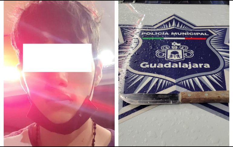 El presunto agresor portaba un cuchillo y fue identificado por la víctima. ESPECIAL/ Policía de Guadalajara