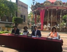 Regiores de Morena en rueda de prensa sostienen que el carrusel representa un gasto excesivo, dinero que puede destinarse a otras dependencias. EL INFORMADOR/ J.Velazco.