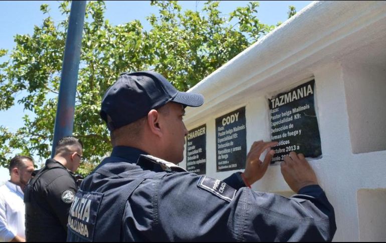 Los restos de los caninos descansarán en el columbario del área del Grupo Lobos, ubicado en la base central de la Comisaría. ESPECIAL/ Policía de Guadalajara 