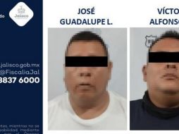La Fiscalía de Jalisco informó que José Guadalupe L. y Víctor Alfonso F fueron detenidos. ESPECIAL/ Fiscalía de Jalisco