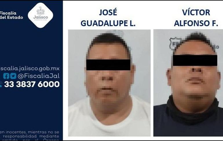 La Fiscalía de Jalisco informó que José Guadalupe L. y Víctor Alfonso F fueron detenidos. ESPECIAL/ Fiscalía de Jalisco