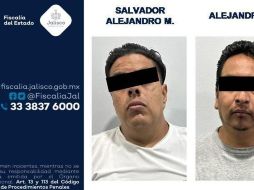 Salvador Alejandro M. y Alejandro A. fueron detenidos por las autoridades. ESPECIAL/ Fiscalía de Jalisco
