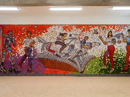 La obra, cuyas medidas son de 7.55 metros de largo por 2.5 metros de alto, tiene una técnica de mosaico directo sobre muro. CORTESÍA