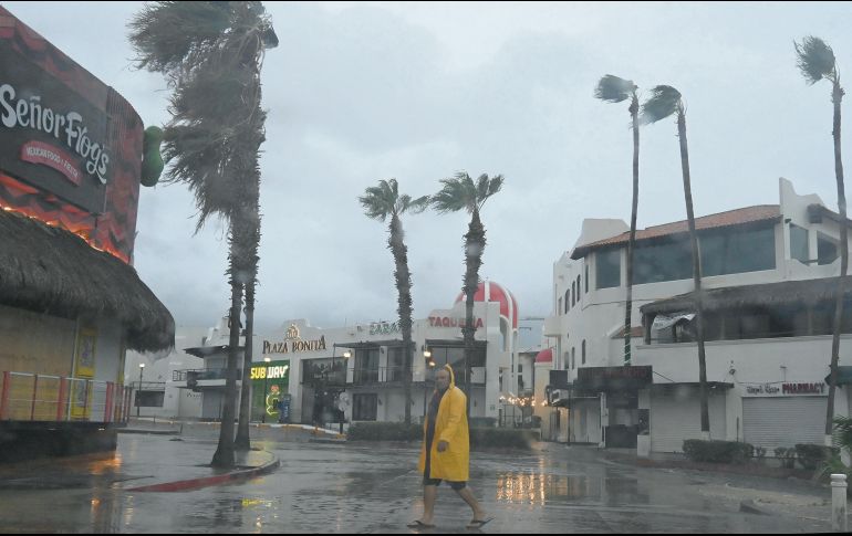 En la ciudad de Los Cabos ya se sienten los efectos de las lluvias provocadas por el paso de “Hilary” en la región. AFP/A. Estrella