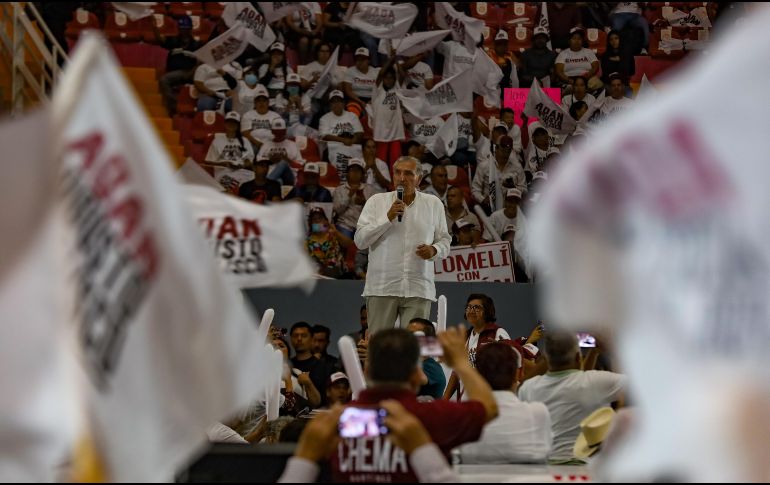 Adán Augusto tuvo su última actividad en Jalisco en una reunión en el auditorio Benito Juárez de Zapopan. EL INFORMADOR/A. Navarro