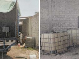 Encontrados dos kilos de marihuana, un tracto camión adaptado con una cisterna hechiza con 13 mil litros de petrolífero y 1 bidón con 18 litros de hidrocarburo. ESPECIAL / FGR Jalisco