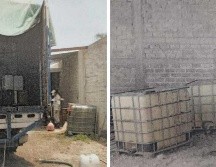 Encontrados dos kilos de marihuana, un tracto camión adaptado con una cisterna hechiza con 13 mil litros de petrolífero y 1 bidón con 18 litros de hidrocarburo. ESPECIAL / FGR Jalisco