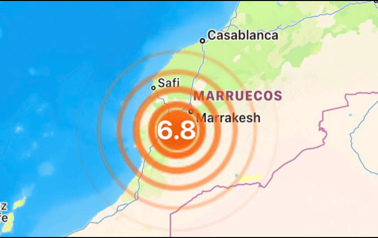 En Marruecos se registró un fuerte temblor esta tarde noche, con epicentro en a aldea de Adassil.  Cortesía SkyAlert.