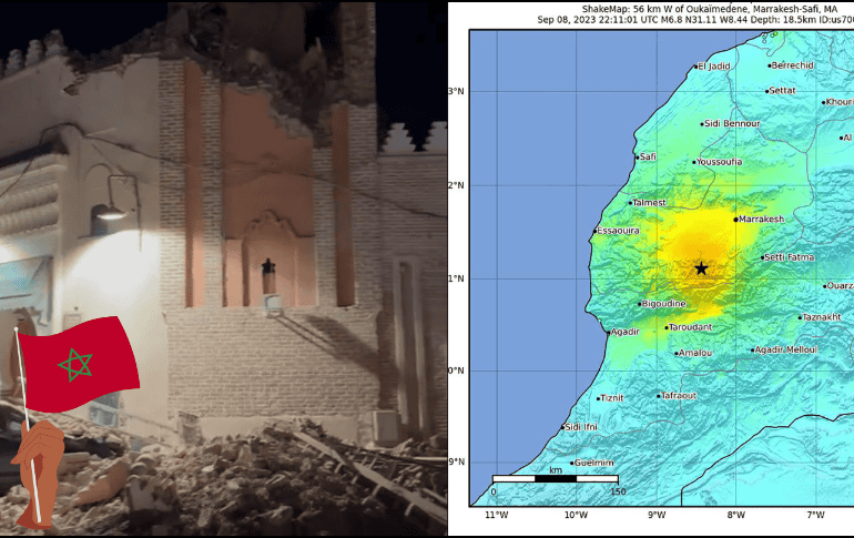 La noche del viernes en Marruecos se registró un fuerte terremoto que, hasta el momento el saldo de decesos es de 296. EFE/ redes sociales.