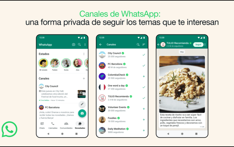 En este espacio solamente los administradores pueden enviar contenido a los usuarios. ESPECIAL/WHATSAPP