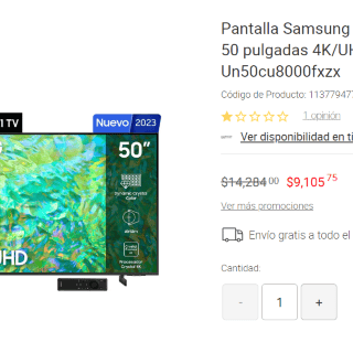 Liverpool remata pantalla Samsung de 50 pulgadas en menos de 10 mil pesos