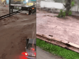 Fuertes inundaciones se registran en Puerto Vallarta tras una lluvia intensa, la cual provocó el desbordamiento de canales. ESPECIAL.