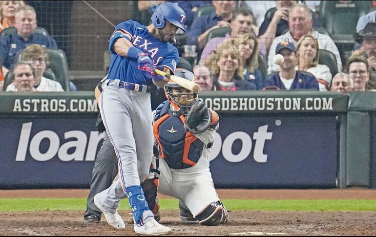 Leody Taveras conectó un cuadrangular solitario en el quinto episodio. AP